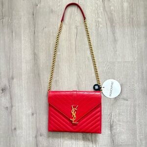 Yves Saint Laurent Red Chevron Crossbody Bag